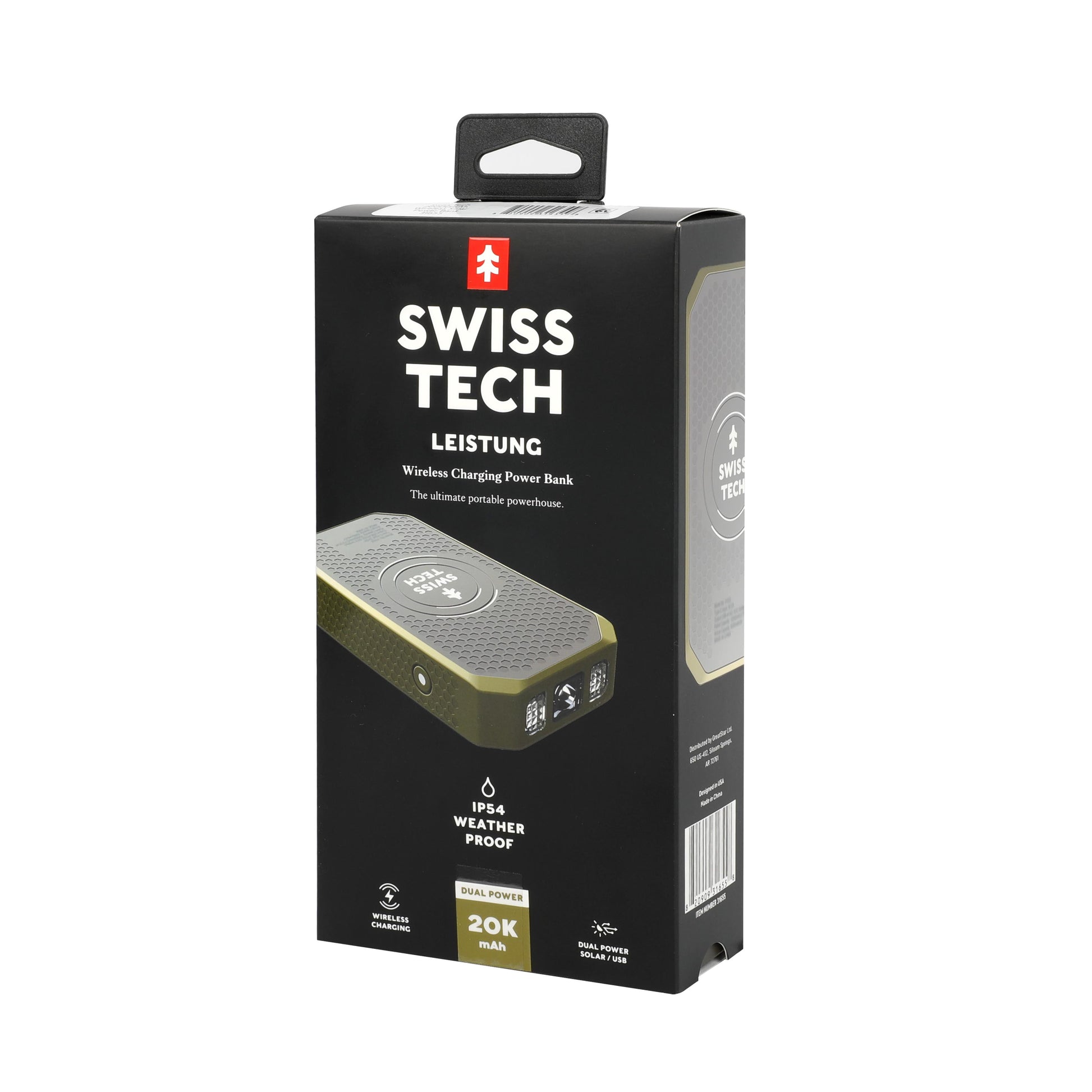 Wireless Power Bank, 20000 Mah, Built-In Flashlight, Charging Pad, IP54 Weatherproof, Travel Ready