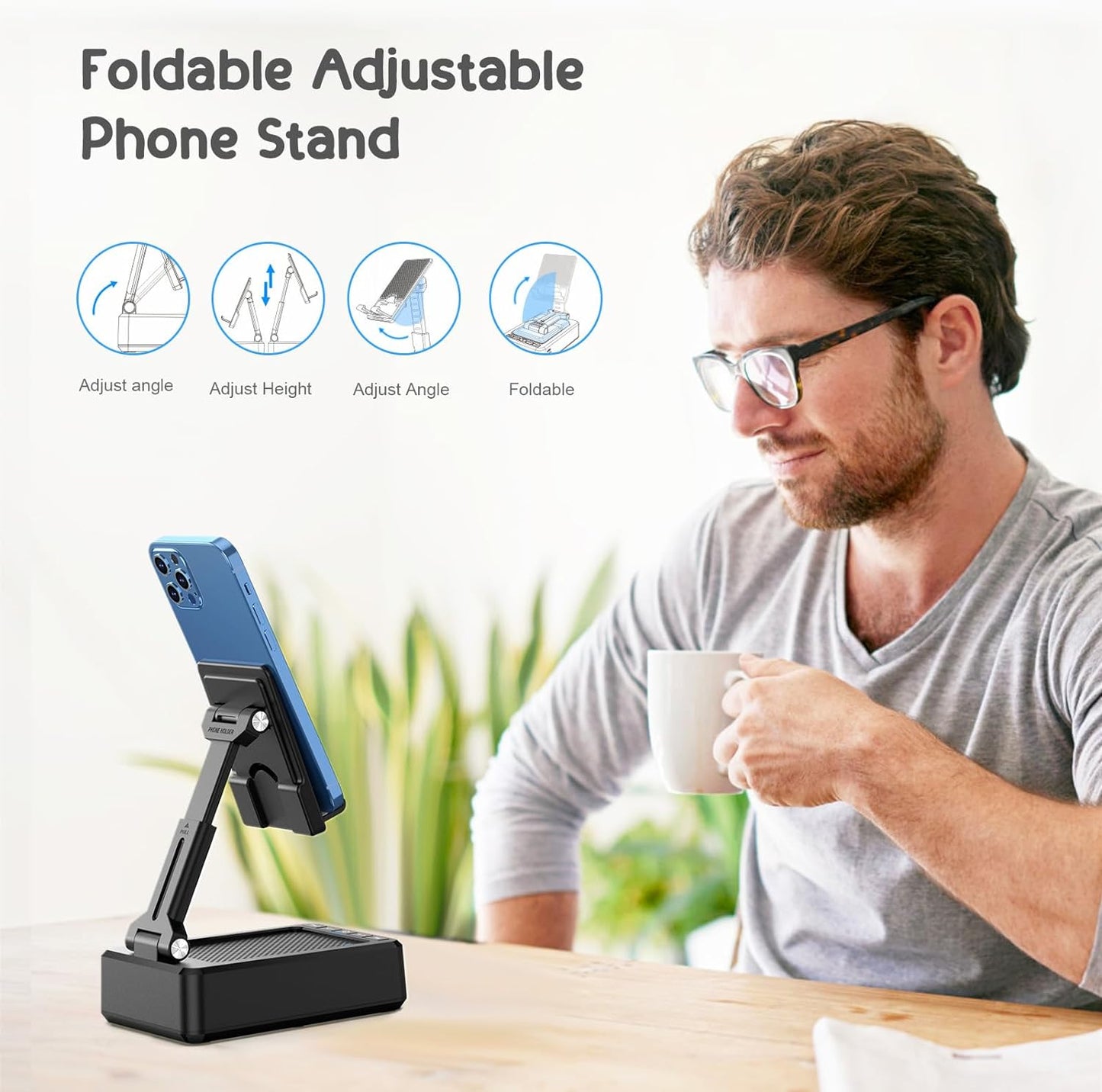 Foldable Cellphone Stand with Bluetooth Speaker & Power Bank, Gift for Men Women