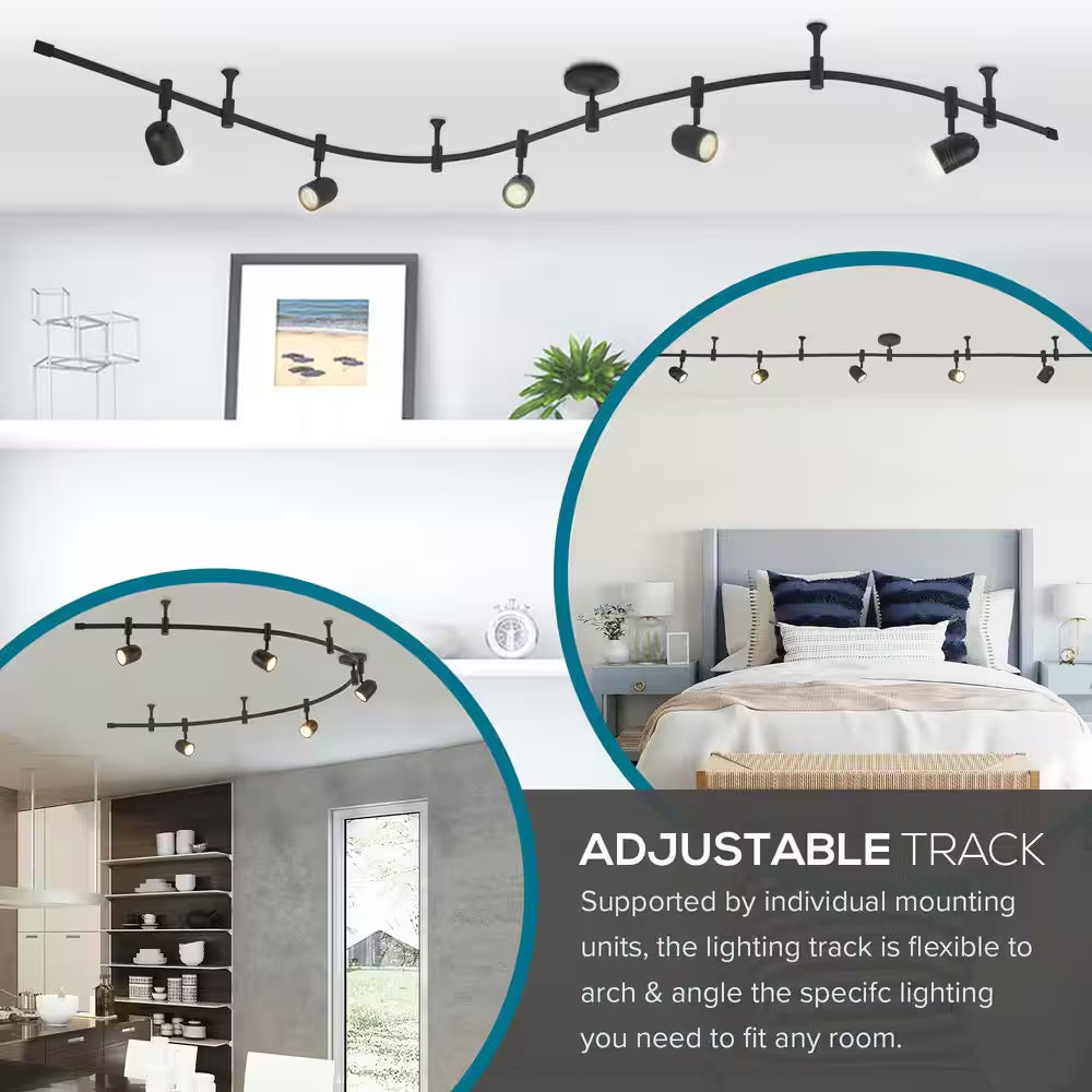 Flex Track 8 Ft. Bronze LED Ceiling Mounted Hard Wired Track Lighting Kit with Pinhole Head
