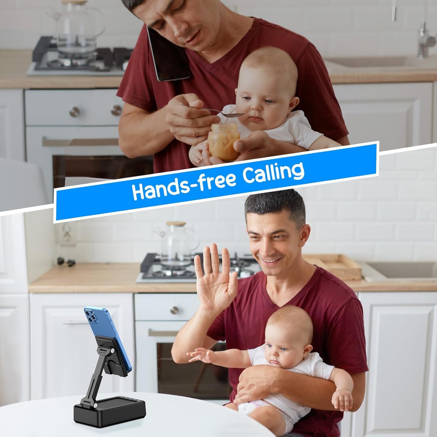 Foldable Cellphone Stand with Bluetooth Speaker & Power Bank, Gift for Men Women