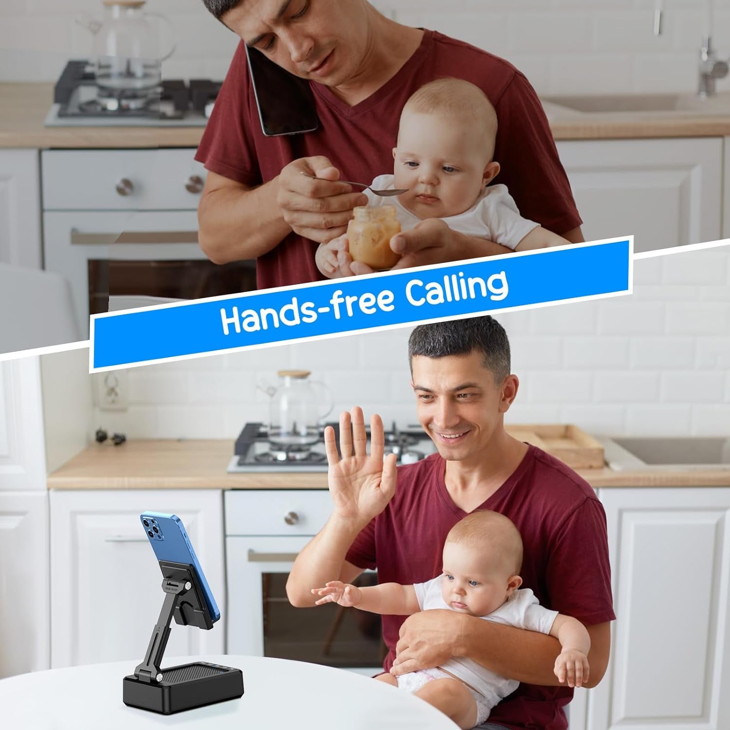 Foldable Cellphone Stand with Bluetooth Speaker & Power Bank, Gift for Men Women